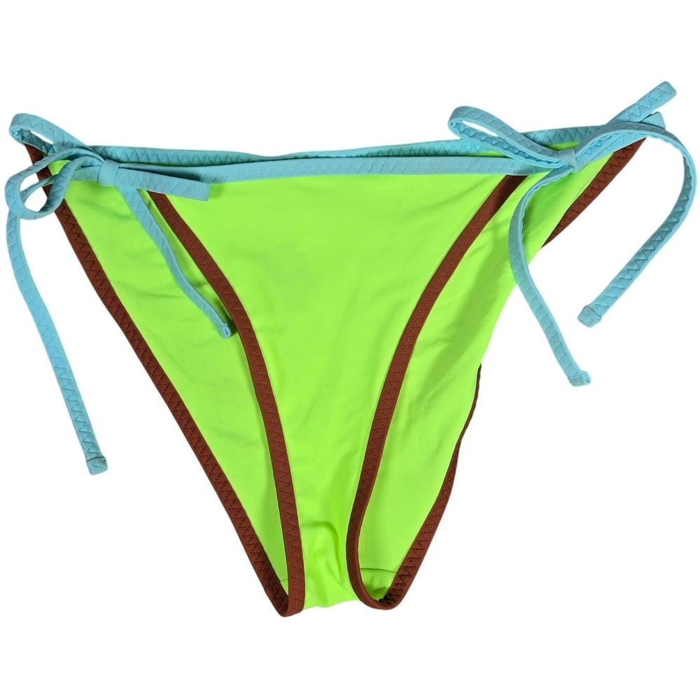 Aerie String Cheeky Bikini Bottom Neon Green Brown‎ Blue M NWT